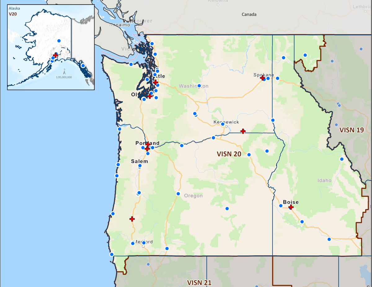 Veterans Integrated Service Network (VISN) 20 Map